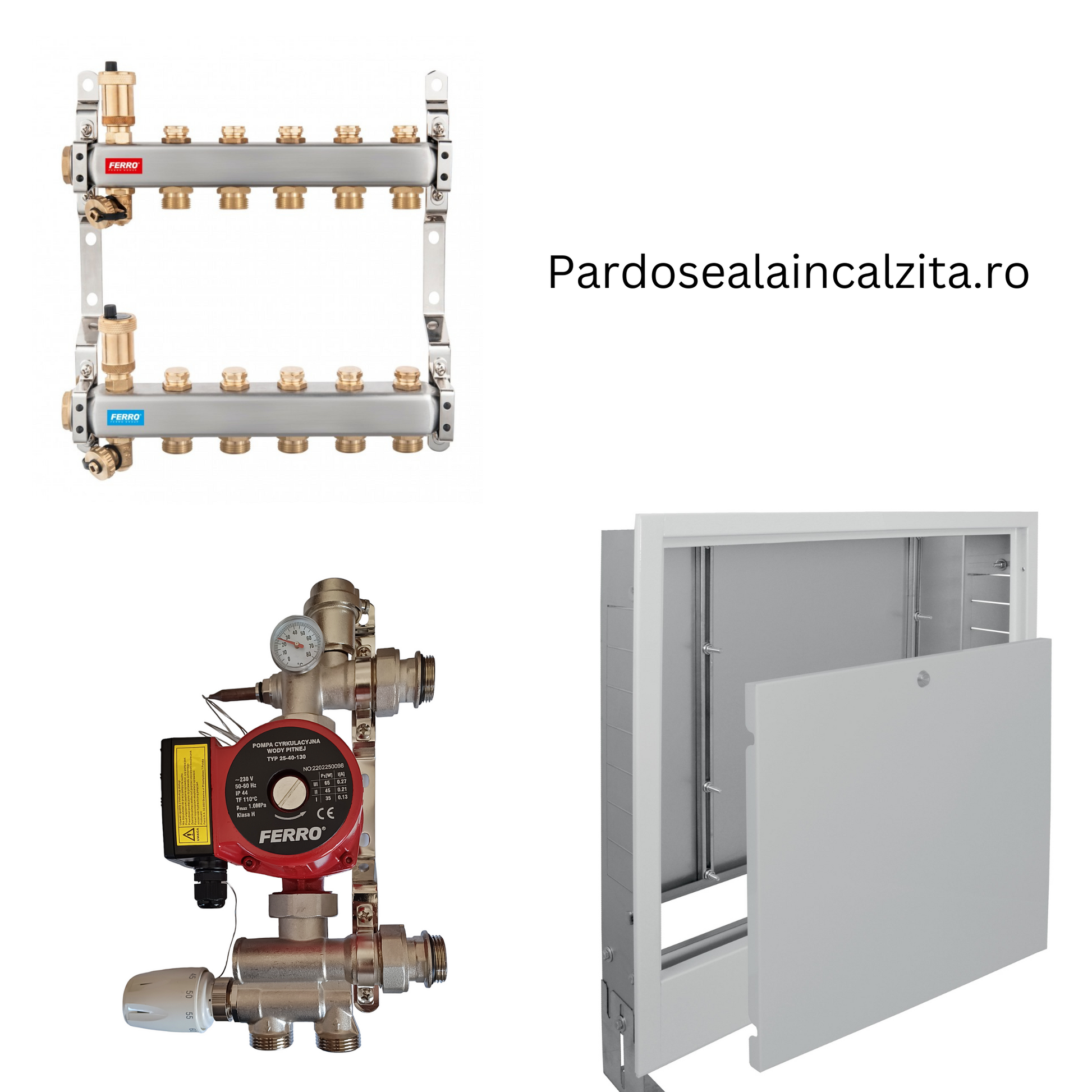 Kit Configurabil Distribuitor + Cutie Distribuitor 3-12 Circuite - Incalzire in Pardoseala cu grup de amestec